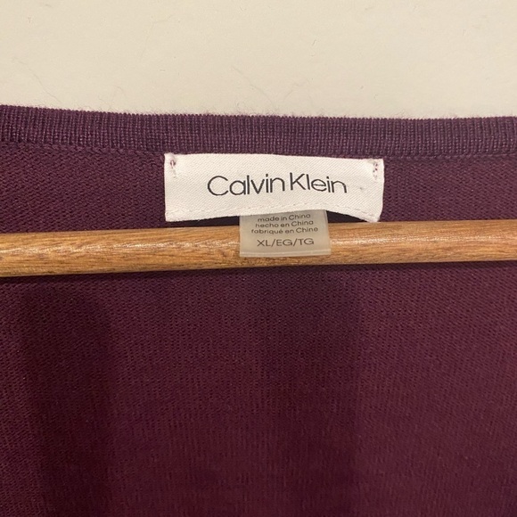 Calvin Klein - Plum Knit Body Con Dress with ruffle bell sleeves - Picture 12 of 12